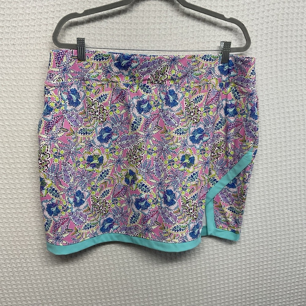 Stella Parker Women's Floral Skort Skirt with Pockets Size XL  Slit Golf Tennis